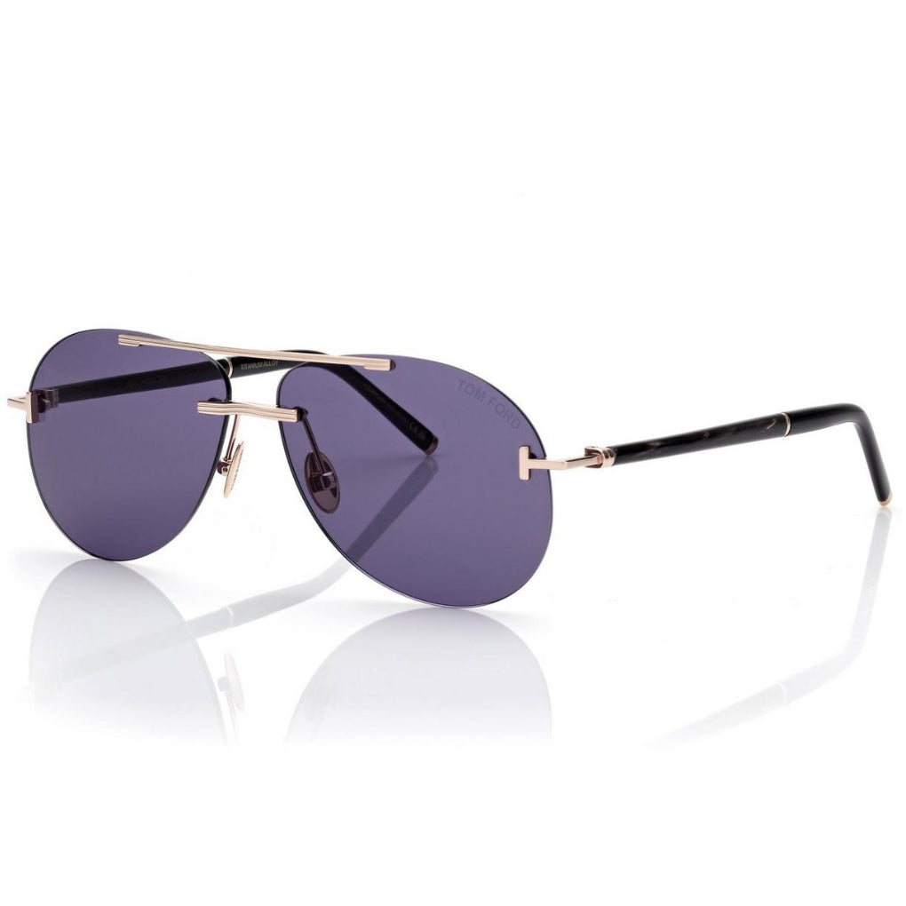 Tom Ford Men Pilot Frame Shiny Gold Sunglasses