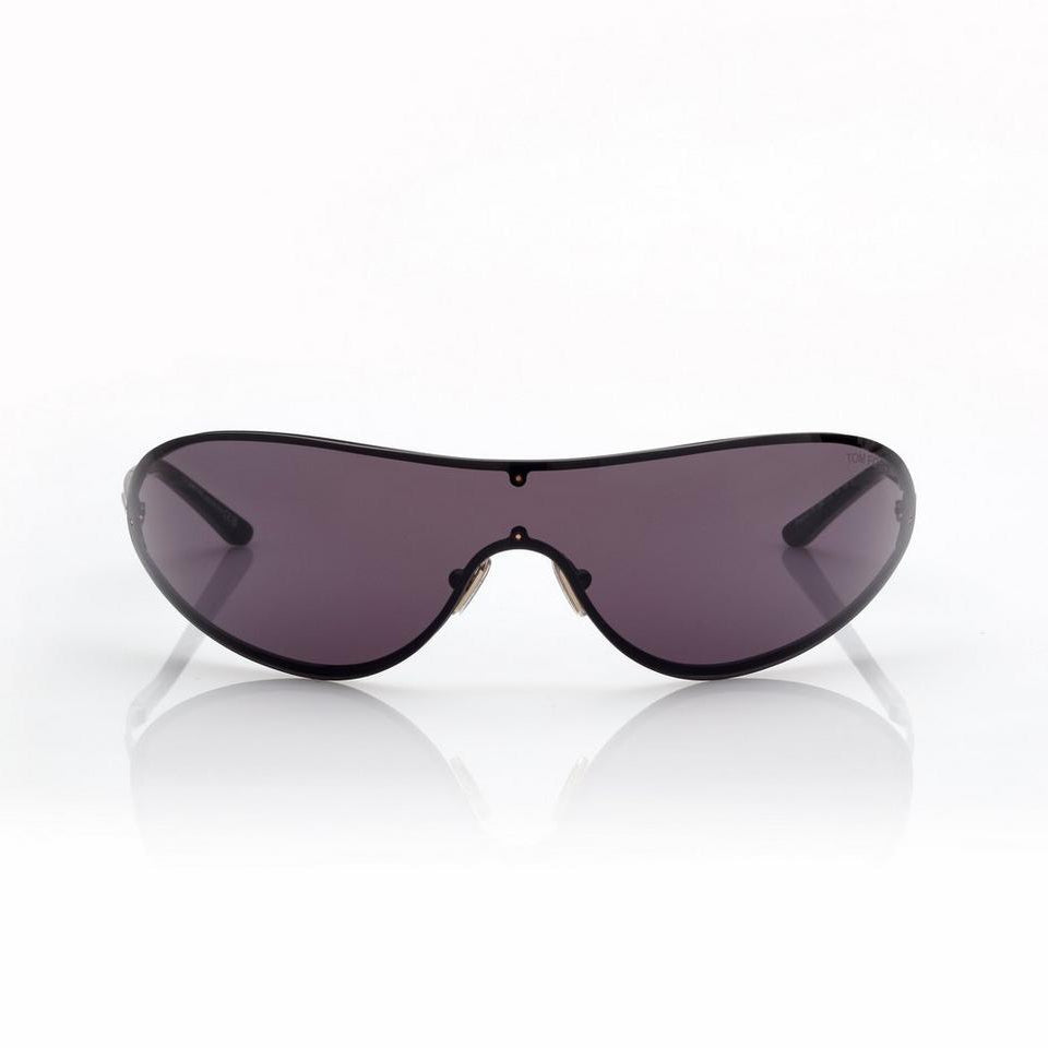 Tom Ford Men Mask Frame Shiny Smoky Black Sunglasses