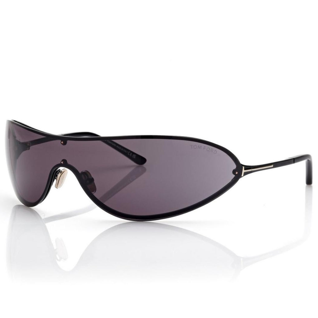 Tom Ford Men Mask Frame Shiny Smoky Black Sunglasses