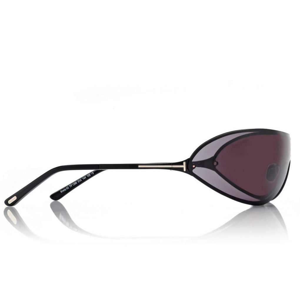 Tom Ford Men Mask Frame Shiny Smoky Black Sunglasses