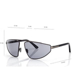Tom Ford Men Irragular Frame Gunmetal Sunglasses