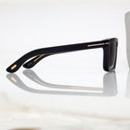 Tom Ford Men Sqaure Frame Shiny Soft Black Sunglasses