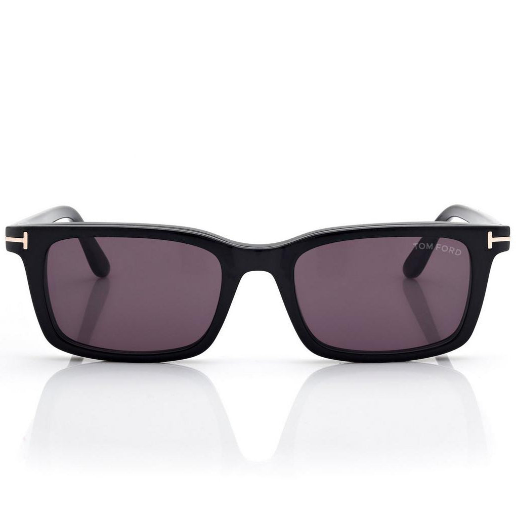 Tom Ford Men Rectangular Frame Shiny Black Sunglasses