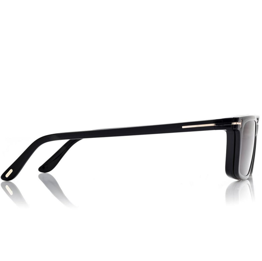 Tom Ford Men Rectangular Frame Shiny Black Sunglasses
