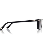 Tom Ford Men Rectangular Frame Shiny Black Sunglasses