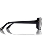 Tom Ford Women Rectangle Frame Matte Black Sunglasses