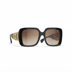 Chanel Women Square Black & Gold Jewel Sunglasses