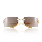 Cartier Panthère de C Unisex Rectangular Rimless Brown Gradient Sunglasses