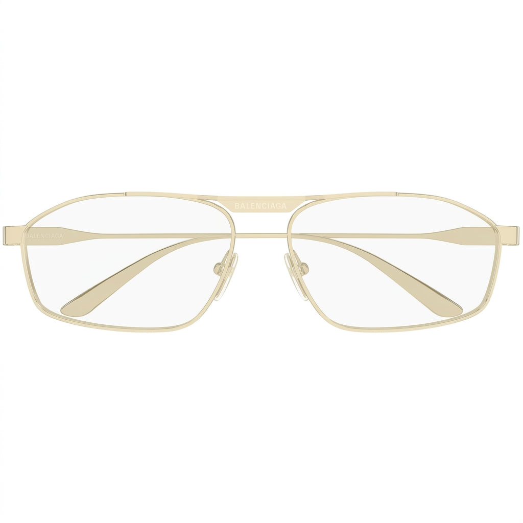 Balenciaga Men BB0416S 007 Gold / Clear Geometric Metal Sunglasses