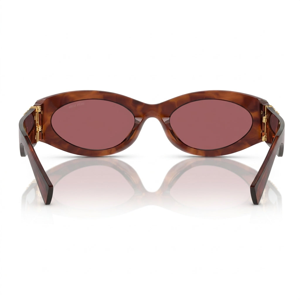 Miu Miu Women MU 11WS Glimpse Oval Striped Tobacco / Dark Violet Sunglasses