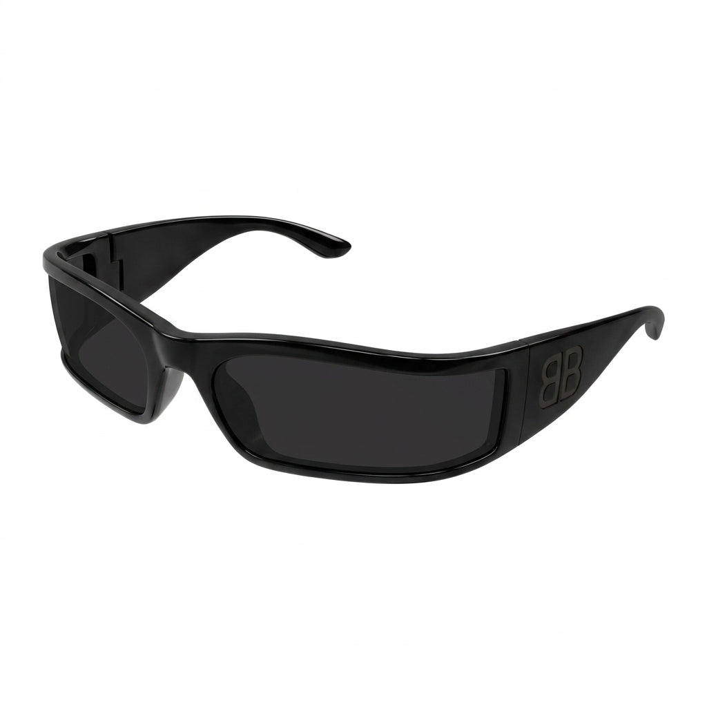 Balenciaga Unisex BB0458S Sunset Rectangle Black / Dark Grey Sunglasses