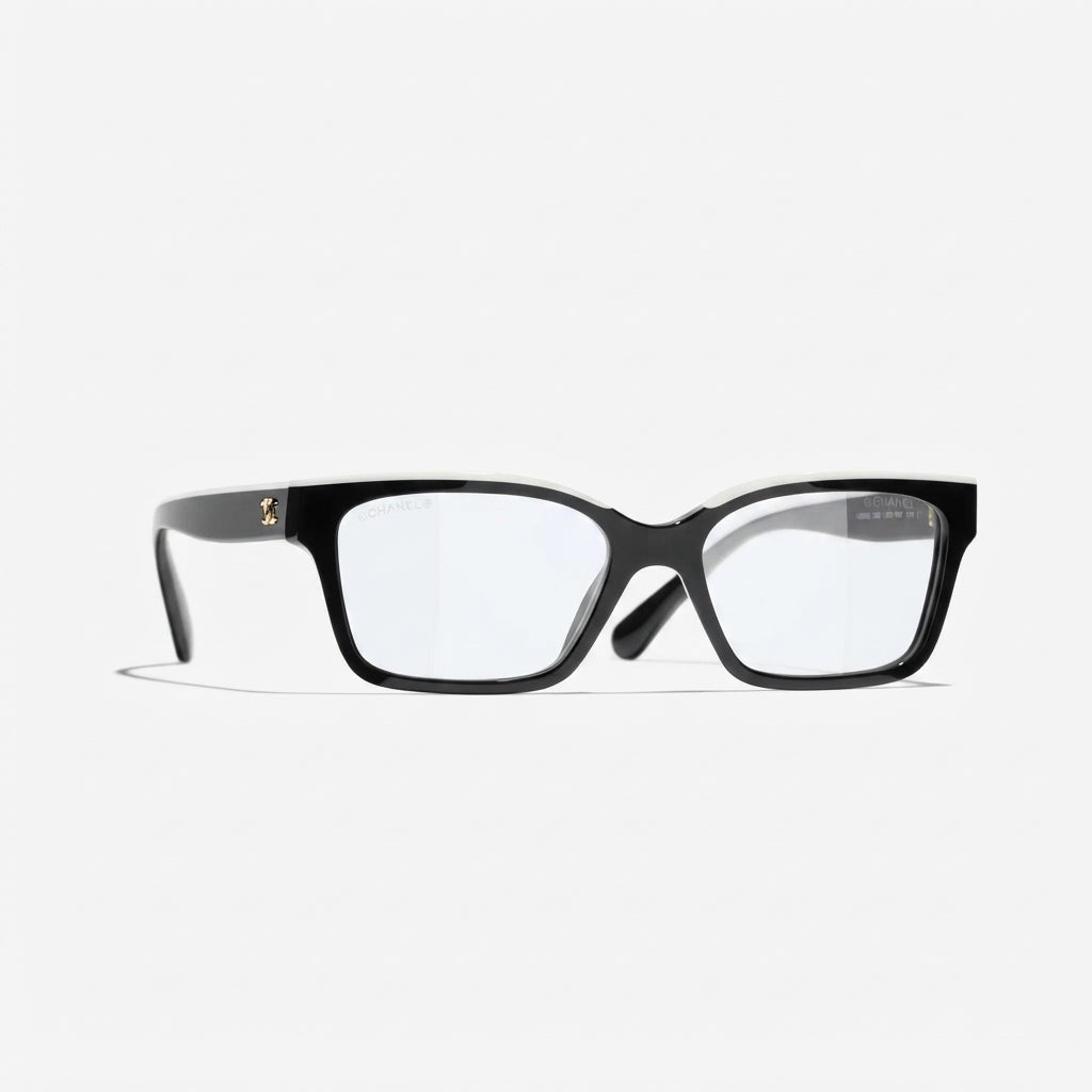 Chanel Women Rectangular Black and White Glasses
