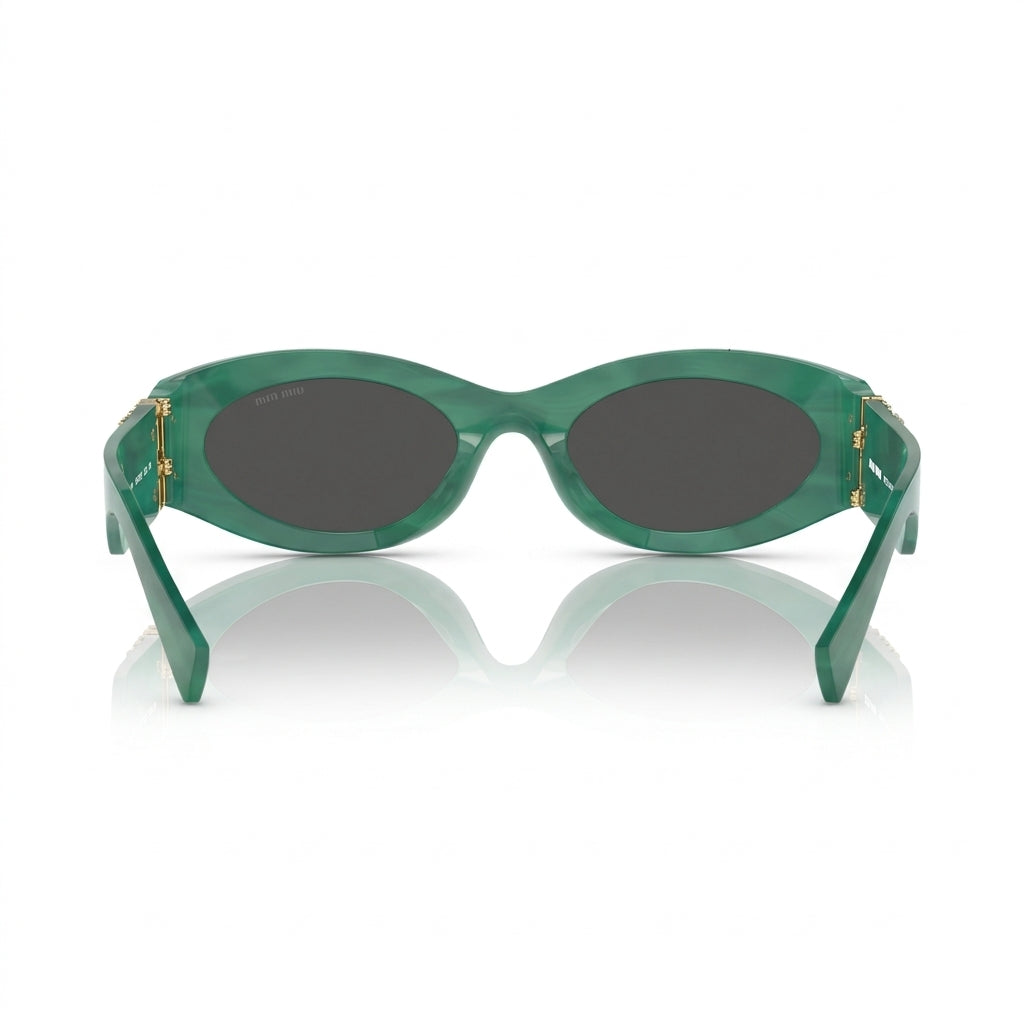 Miu Miu Women MU 11WS Glimpse Oval Green / Dark Grey Sunglasses