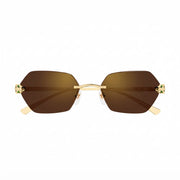 Cartier Panthère de C Women Rimless Hexagon-Frame Gold Brown Sunglasses