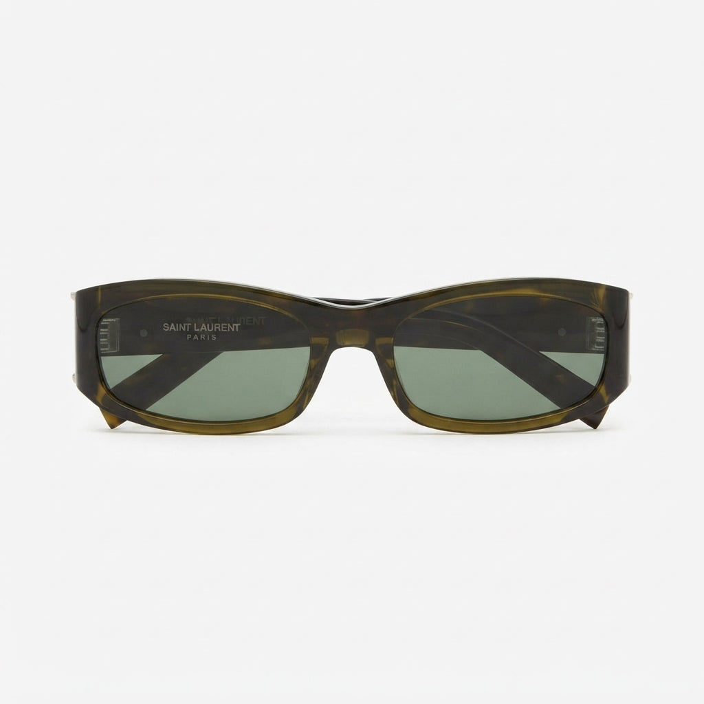 Saint Laurent Women SL M152 Rectangular Transparent Khaki / Havana Sunglasses