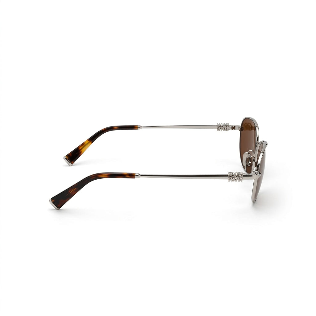 Miu Miu Women Rimless Oval Chocolate Brown Sunglasses