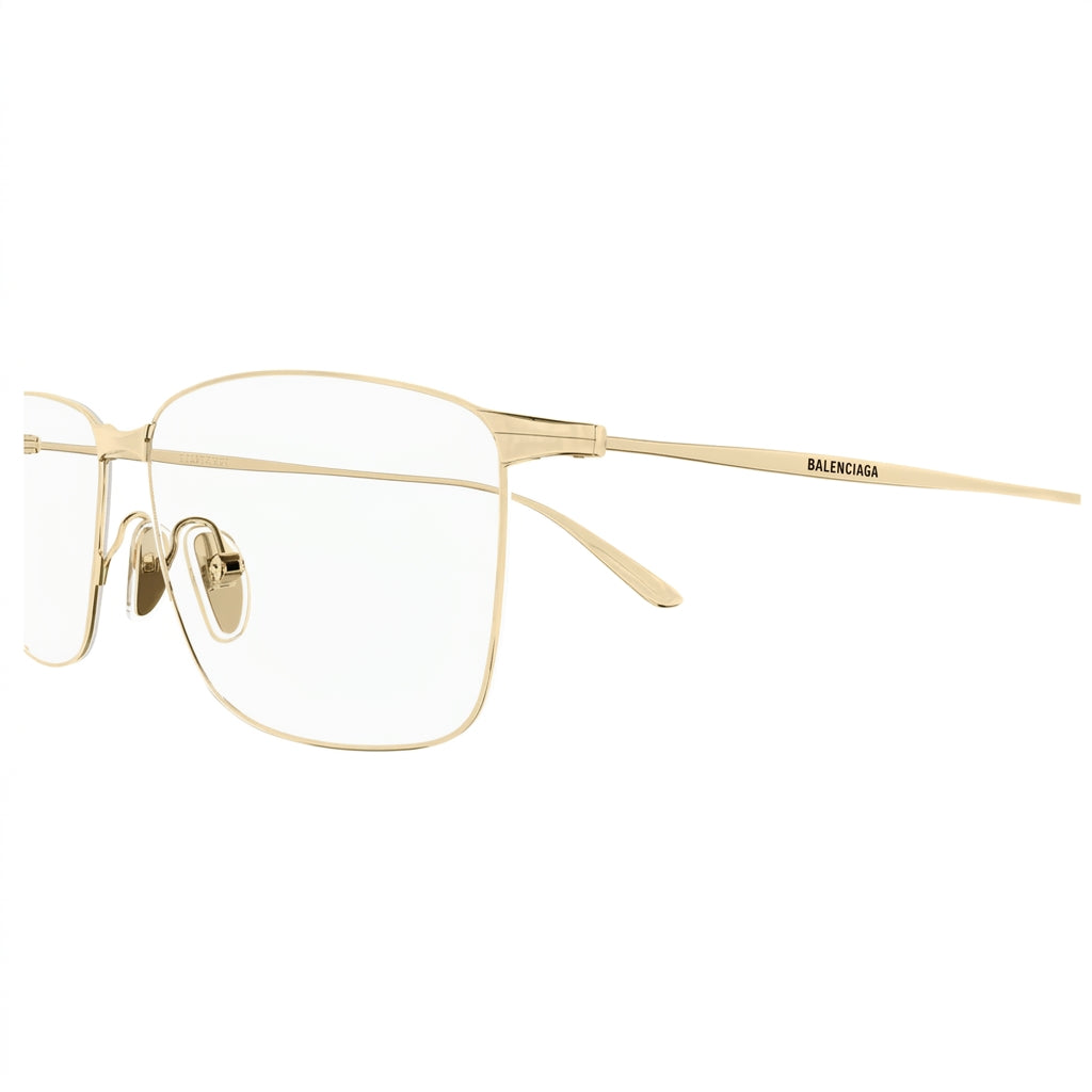 Balenciaga Men BB0415O Ultra-Thin Metal Rectangle Gold Eyeglasses