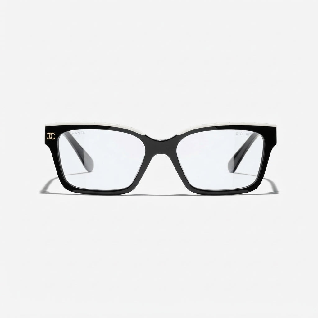 Chanel Women Rectangular Black and White Glasses