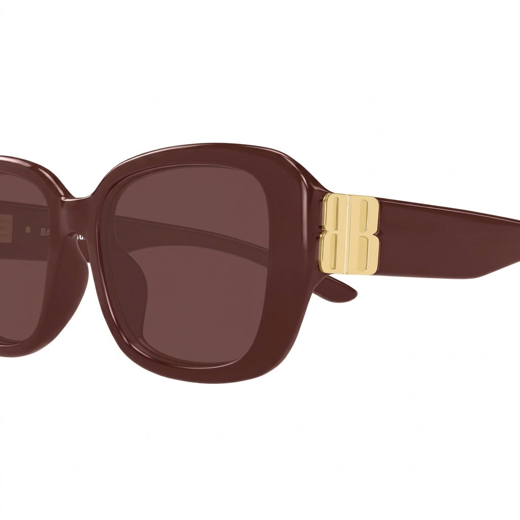 Balenciaga Women BB0508SK Everyday Rectangular Burgundy / Gold Sunglasses
