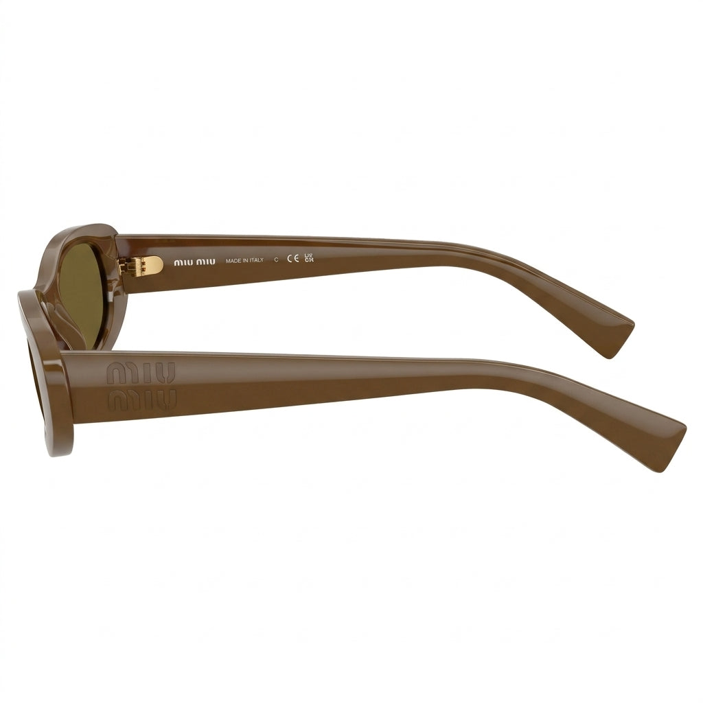 Miu Miu Women MU C02S Oval Light Cocoa Brown / Olive Green Sunglasses