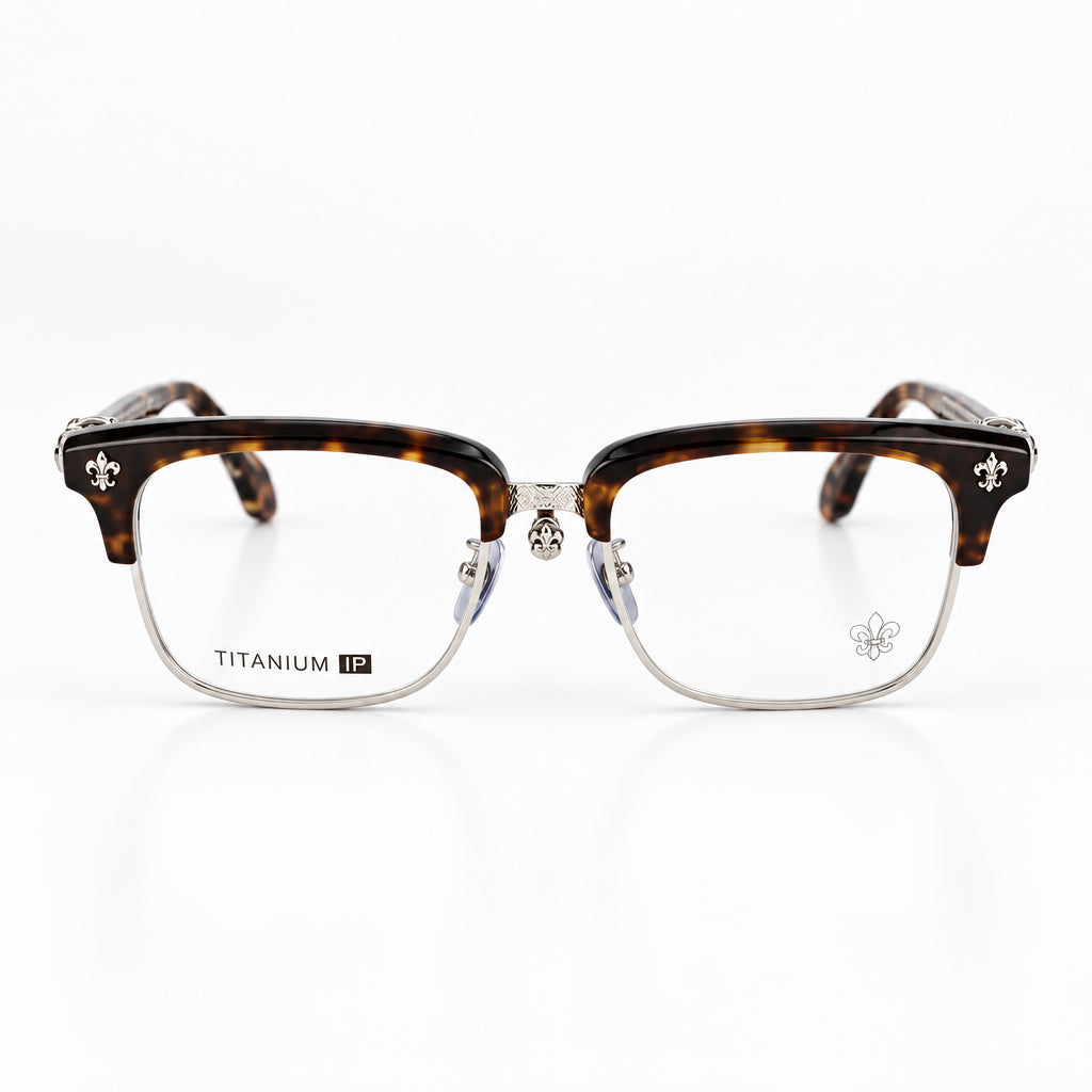Chrome Hearts Unisex Tortoise Shell Titanium Semi-Rimless Optical Frames