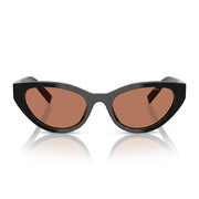 Miu Miu Women MU A04S Cat-Eye Glossy Black / Amber Brown Sunglasses 