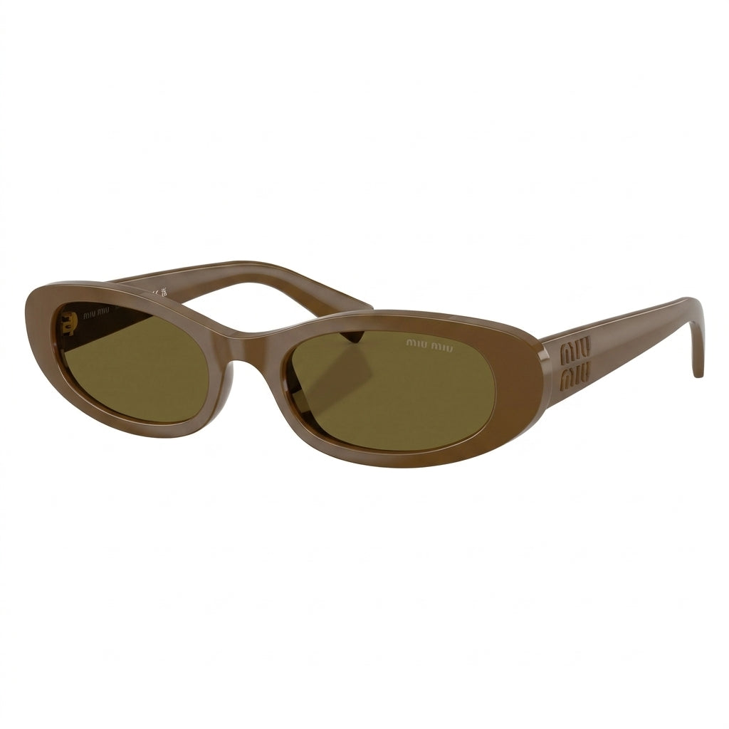 Miu Miu Women MU C02S Oval Light Cocoa Brown / Olive Green Sunglasses