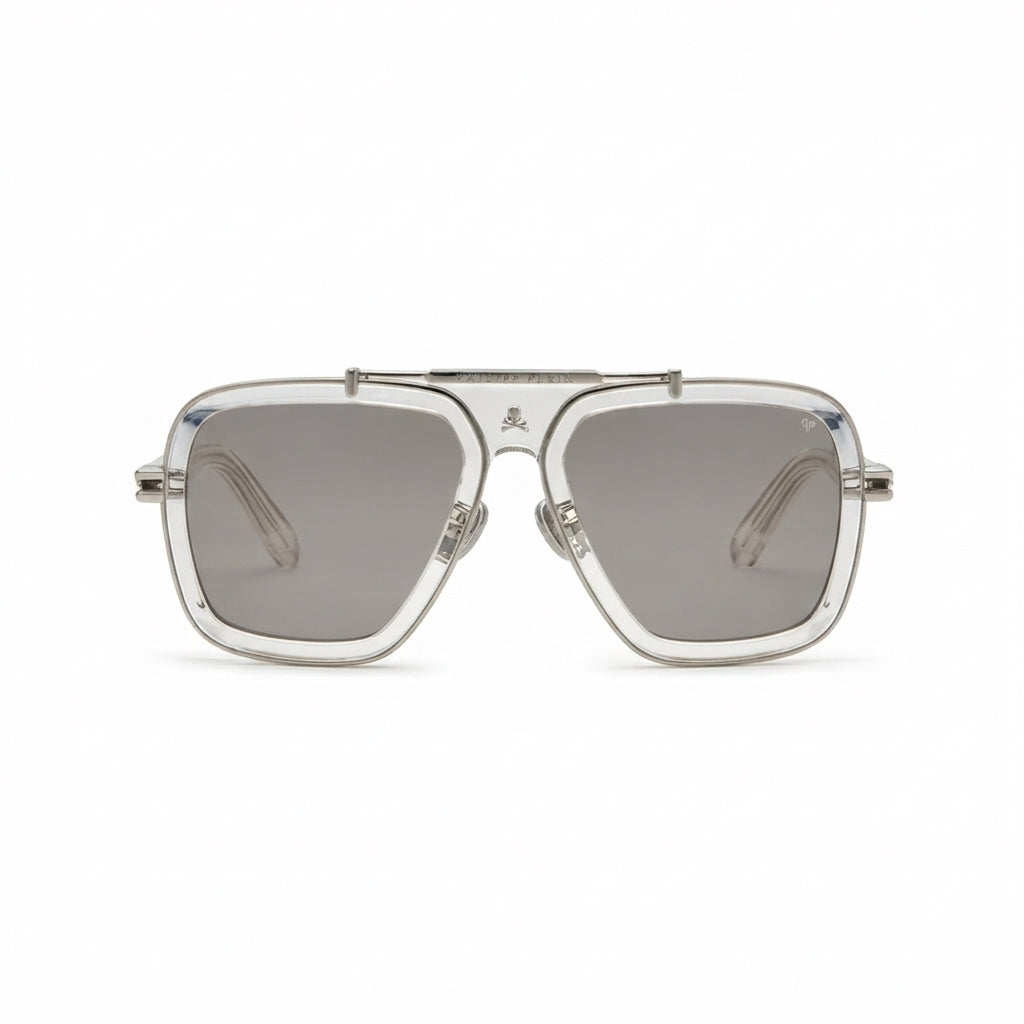 Philipp Plein Men's SPP109V (P79F) Navigator Crystal / Silver Sunglasses