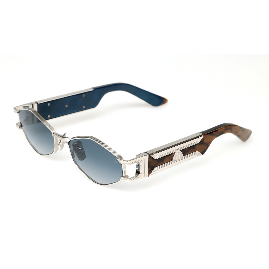 Maybach The Driver II (DRI-02) Men Palladium Titanium / Cognac Tortoise Buffalo Horn Sunglasses