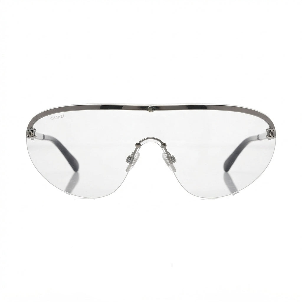 Chanel Women Shield Mask Frame Silver Sunglasses 9390