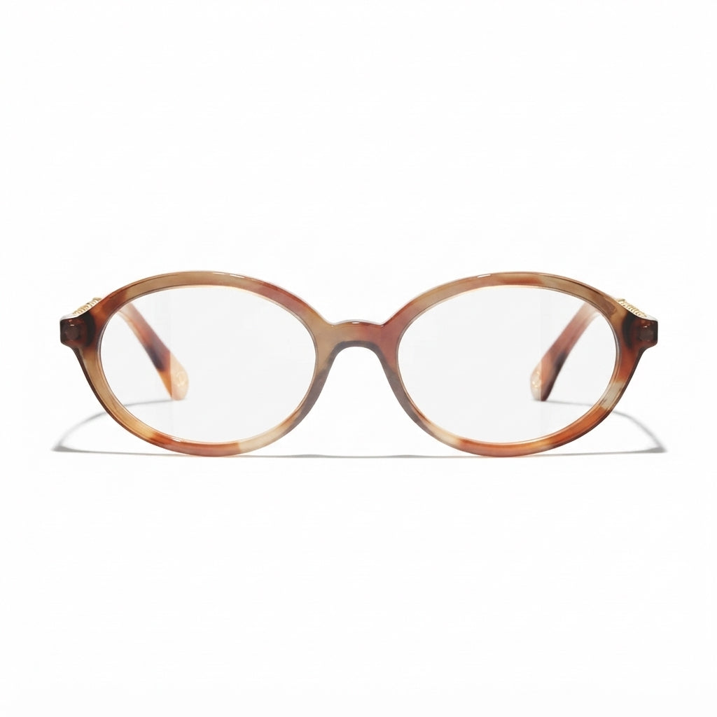 CHANEL Women’s Optical Oval Dark Tortoise Eyeglasses