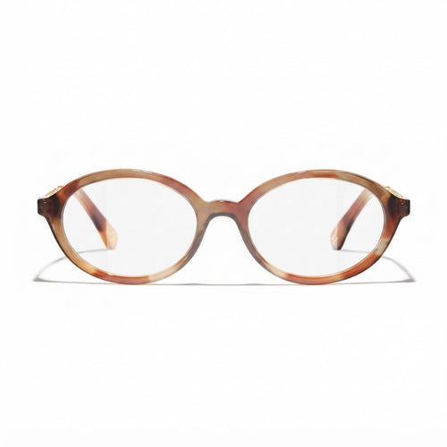CHANEL Women’s Optical Oval Dark Tortoise Eyeglasses