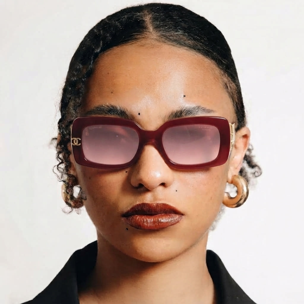 Chanel Women’s Rectangular Red Sunglasses