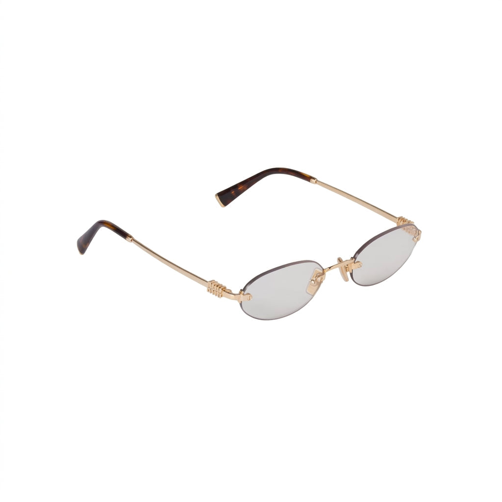 Miu Miu Women Rimless Oval Blue-Ray Transparent Sunglasses