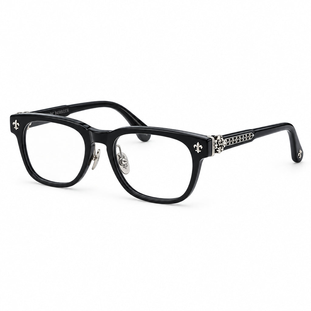 Chrome Hearts Unisex Black & Silver Gothic Square Optical Glasses