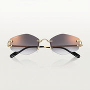 Cartier Classic C Motif Men Rimless Hexagonal Grey Gradient Sunglasses