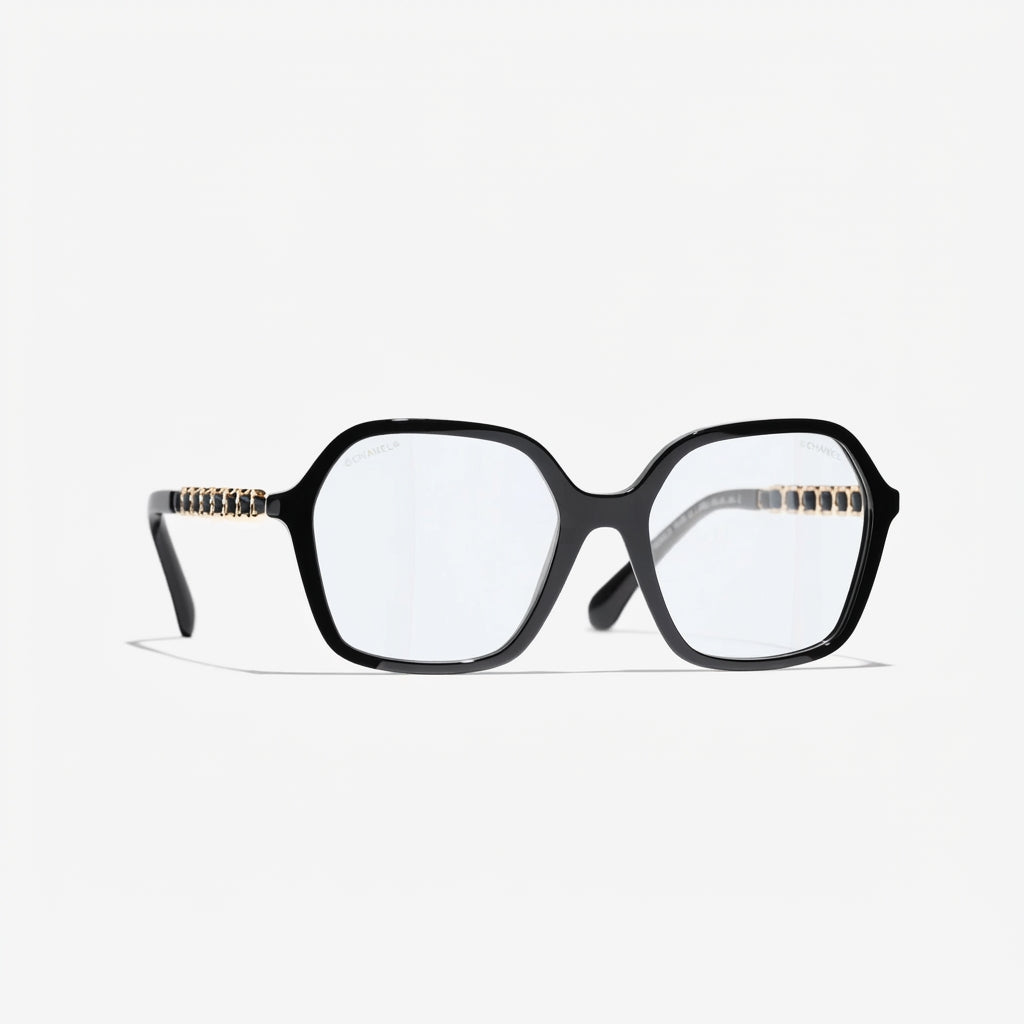 Chanel Women Square Black Blue-Violet Protection Glasses