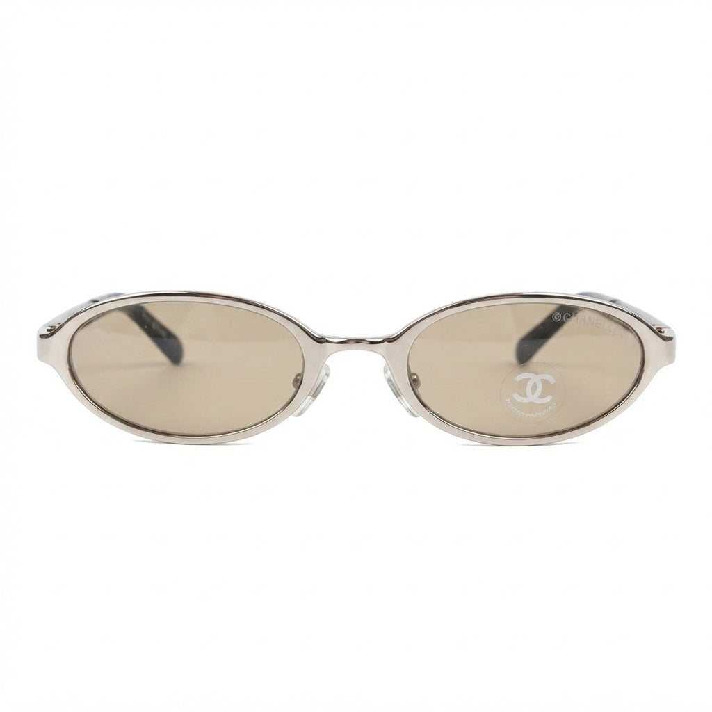 hanel Women Oval Silver Frame Gray Tinted Sunglasses