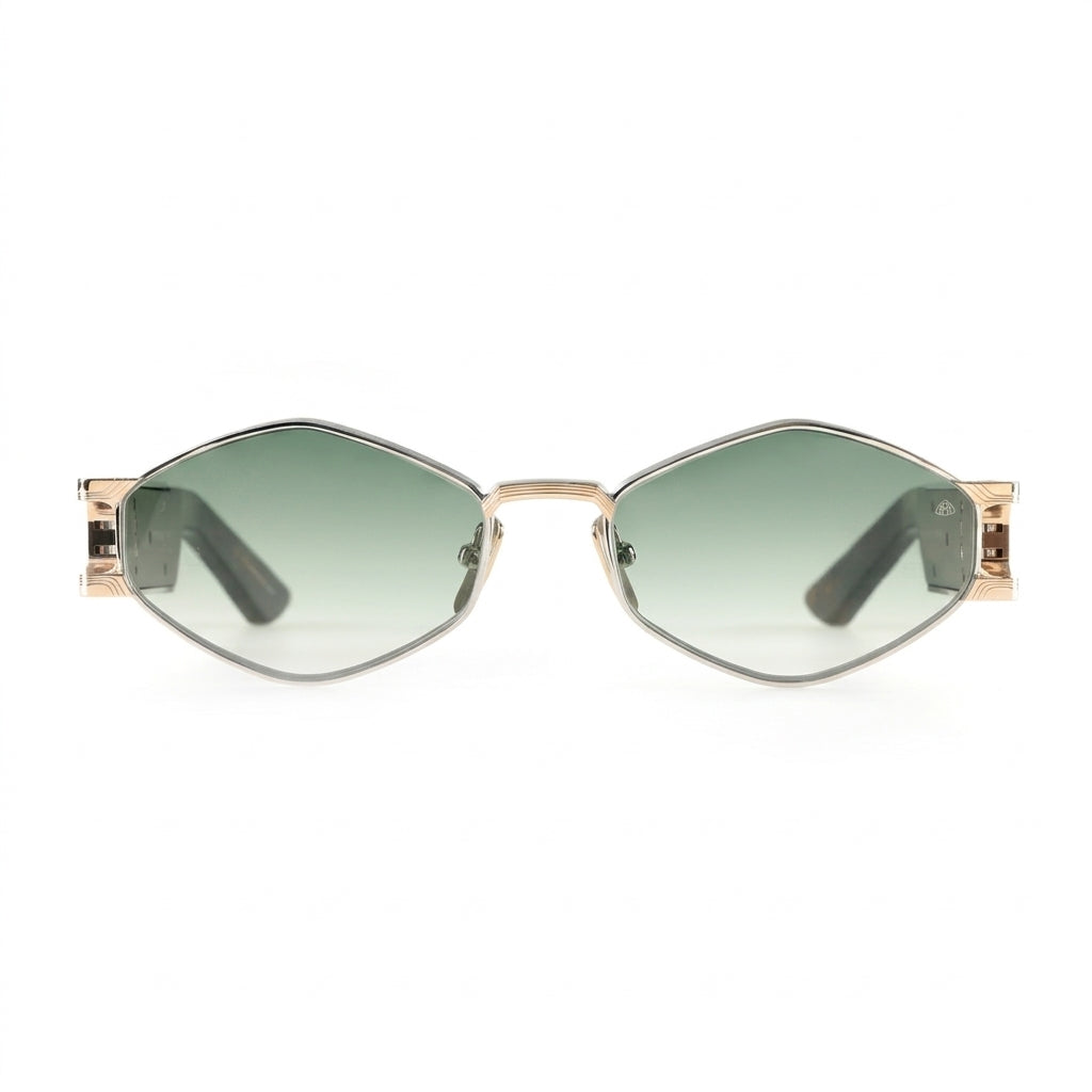 Maybach The Driver II (DRI-02) Men Palladium & 22K Mellow Gold / Green Gradient Sunglasses 