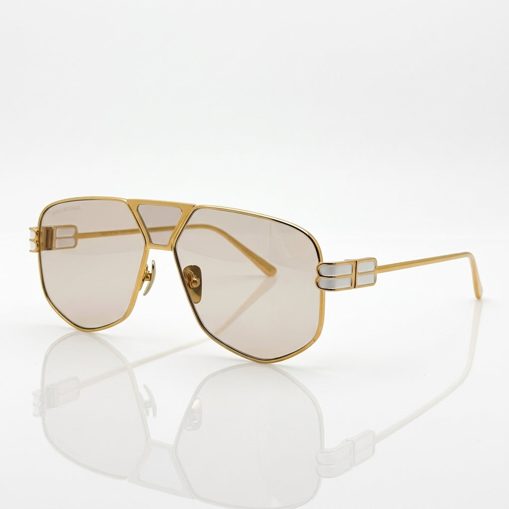 Balenciaga BB2267 Men Gold / White Sunglasses