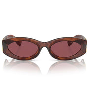 Miu Miu Women MU 11WS Glimpse Oval Striped Tobacco / Dark Violet Sunglasses
