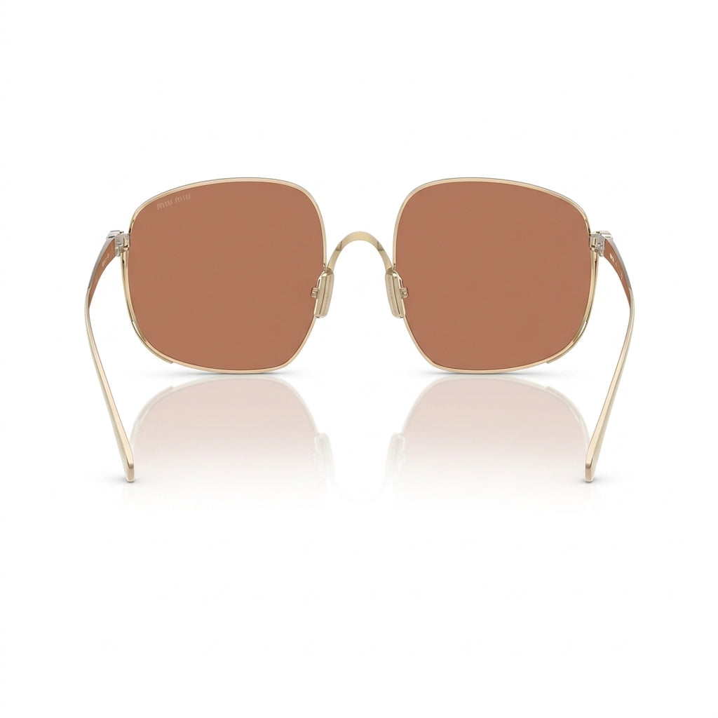 Miu Miu Women MU A57S Oversized Square Pale Gold / Brown Sunglasses