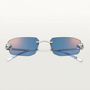 Cartier Panthère de Women Rimless Rectangular Blue Sunglasses