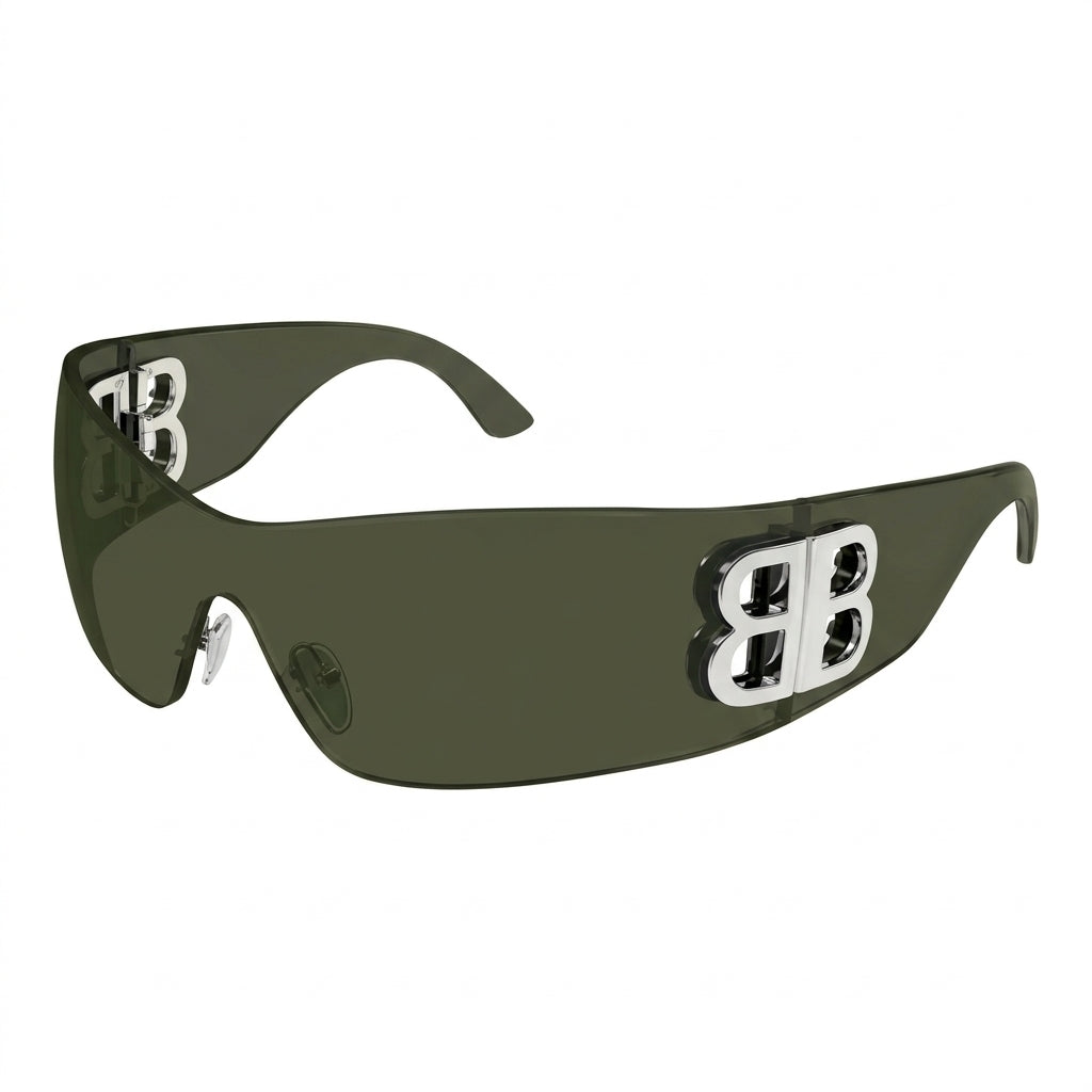 Balenciaga Unisex BB0359S Bossy Mask Shield Green Sunglasses