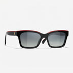 Chanel Women Square Black & Red Sunglasses