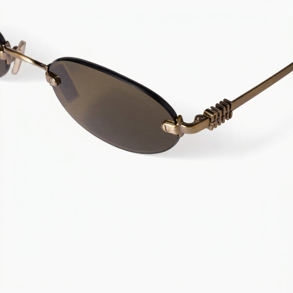 Miu Miu Women Rimless Oval Loden Green Sunglasses