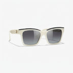 Chanel Women Square Black & White Sunglasses