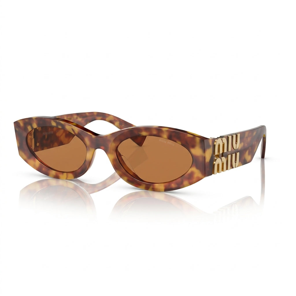 Miu Miu Women MU 11WS Glimpse Oval Havana / Brown Sunglasses