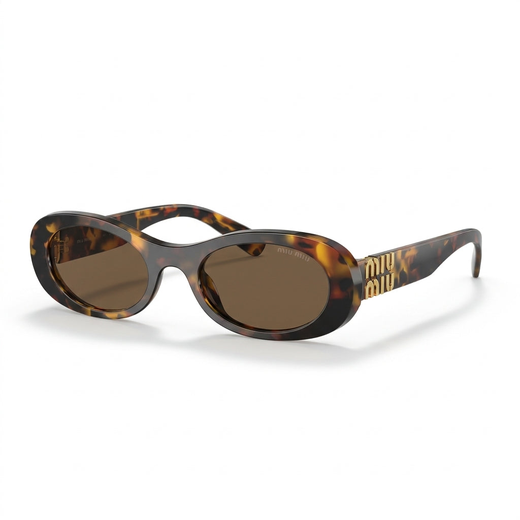 Miu Miu Women Oval Havana / Brown Sunglasses