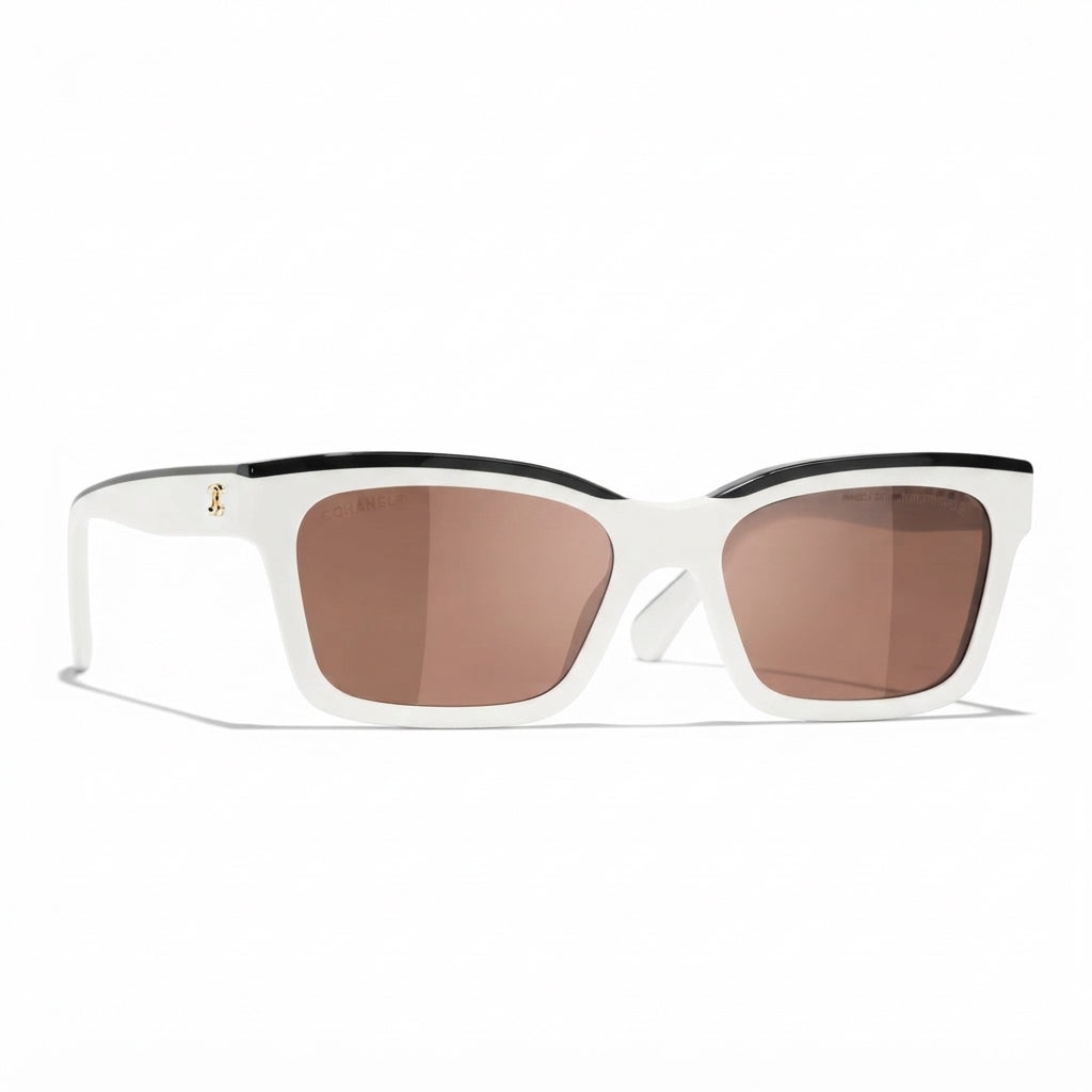 Chanel Women Square White & Black Sunglasses
